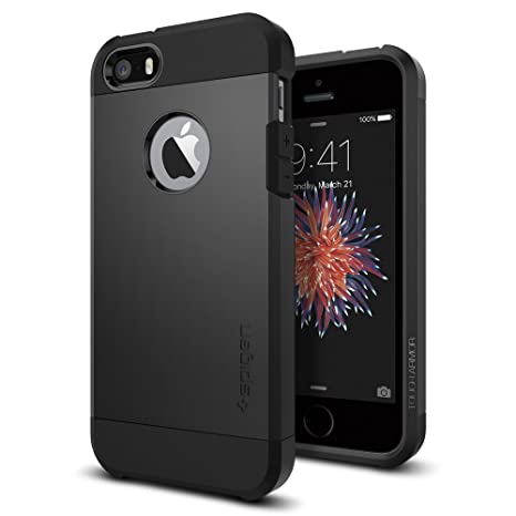 Spigen Tough Armor Back Cover Case Designed for iPhone SE (2016) | iPhone 5S | iPhone 5 - Black