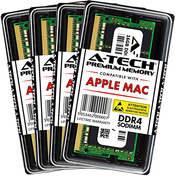 A-Tech 64GB RAM Kit for 2019 iMac (Retina 5K, 27-inch) - (4 x 16GB) DDR4 2666MHz PC4-21300 / PC4-21333 SODIMM Memory Upgrade Modules