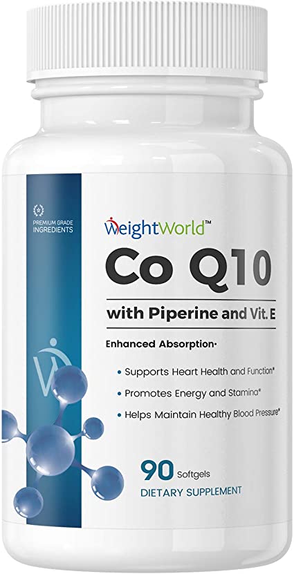 CoQ10 with Piperine and Vitamin E - High Absorption Coenzyme Q10 Ubiquinone Supplement Pills – Supports Heart Health – Promotes Energy and Stamina - Non-GMO - 90 Softgels - Made in USA
