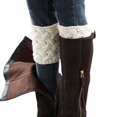 FAYBOX Short Women Crochet Boot Cuffs Winter Cable Knit Leg Warmers