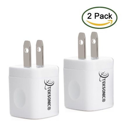 Wall Charger 2 Pack tekSonic Universal Home Travel USB 1 Amp Wall Charger AC Power Adapter Made for iPhone 6 5 5s 5c iPad 2 3 4 Mini iPod Samsung S6 S5 S4 S3 Note Android Phones