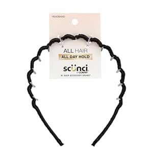 Conair Scunci Effortless Beauty Zig Zag headband - hair accessories for women - hairpin headband - black headband - 1 Count