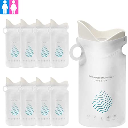 WowTowel 8 Pack Disposable Urinal Bags, Camping Pee Bags, Unisex Urine Bags Vomit Bags for Travel Urinal Toilet Traffic Jam Emergency Portable Toilet Bee Bag for Men Women Kids Children Patient