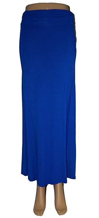 Azules Women'S Rayon Span Regular to Plus Size Maxi Skirt - Solid