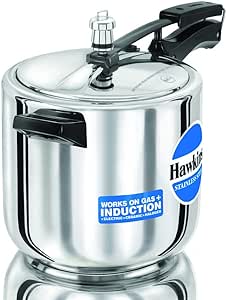 Hawkins Stainless Steel Induction Compatible Pressure Cooker, 6 Litre, Silver (HSS60)