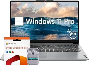 Lenovo Ideapad Laptop, 15.6" FHD Touchscreen Laptop Computer, Intel Core i3-1215U Processor, 40GB RAM 1TB SSD, Windows 11 Pro Laptop, Microsoft Office Lifetime Suite, SageNova Earphones, Cloud Gray