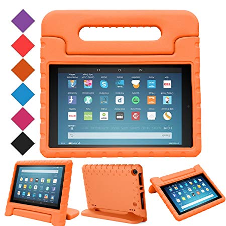 BMOUO Case for All-New Fire HD 8 2017/2018 - Light Weight Shock Proof Convertible Handle Kid-Proof Cover Kids Case for All-New Fire HD 8 Tablet (7th and 8th Generation, 2017 and 2018 Release), Orange