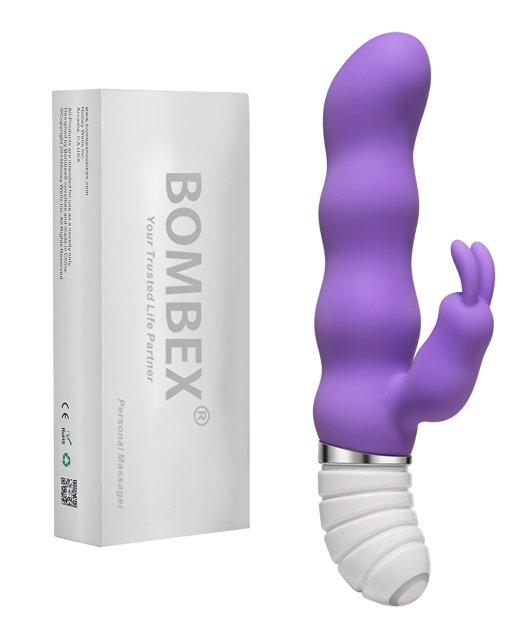Bombex Jane's Silicone G-spot Rabbit Vibrator - 100% Waterproof Dual Action Clitoral Massager - Quiet,Thick & Powerful - Best for Female or Couples(Purple)
