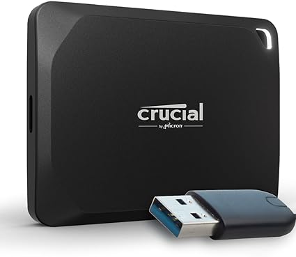 Crucial X10 Pro 2To SSD Portable avec Adaptateur USB-A - Jusqu’à 2100Mo/s en lecture en lecture et 2000Mo/s en écrituree - Disque SSD externe USB-C 3.2 - CT2000X10PROSSD902