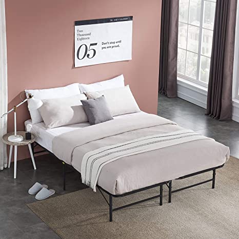 VECELO Metal Foldable Platform Bed Frame, No Box Spring Needed/Quiet Noise Free/Easy Assembly,Queen