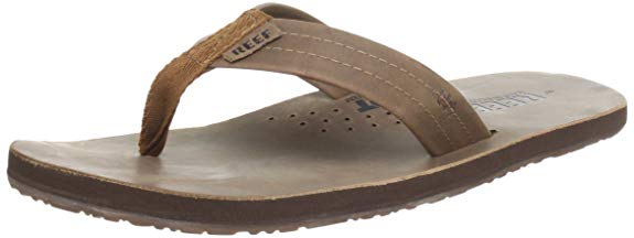 Reef Mens Leather Sandals Draftsmen | Bottle Opener Flip Flops For Men With Soft Cushion Footbed