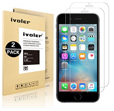 iVoler 0.2mm Ultra Thin 9H Hardness 2.5D Round Edge Tempered Glass Screen Protector for iPhone 6 Plus / 6S Plus (Pack of 2)