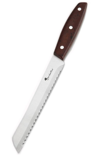 Chef Made Easy 8 Stainless Steel Serrated Bread Knife-Best Kitchen Slicing and Bread Knife Walnut