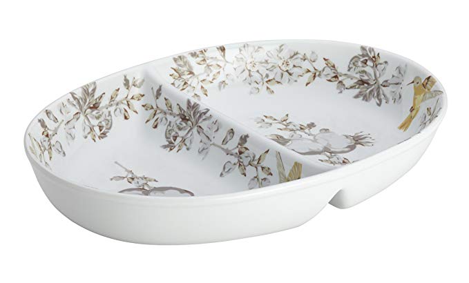 BonJour Dinnerware Fruitful Nectar Porcelain Stoneware 11-Inch Divided Dish