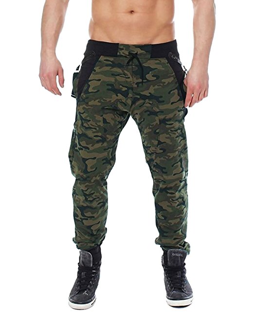 MODCHOK Men's Casual Camo Work Pants Camouflage Cargo Trousers Sports Chino Jogger