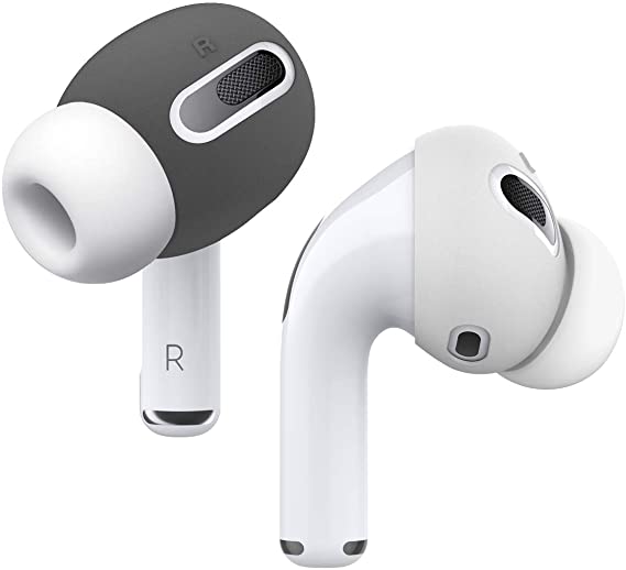 elago [Fit in The Case] Ear Tips Cover Designed for Apple AirPods Pro (2 Pairs of 2 Colors) (Dark Grey/White)