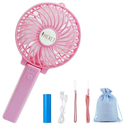 Mini Handheld Fan, Personal Portable Foldable USB Rechargeable Battery Operated Electric Fan Desktop Cooling Fan with 4 Settings for Indoor/Outdoor（Pink）