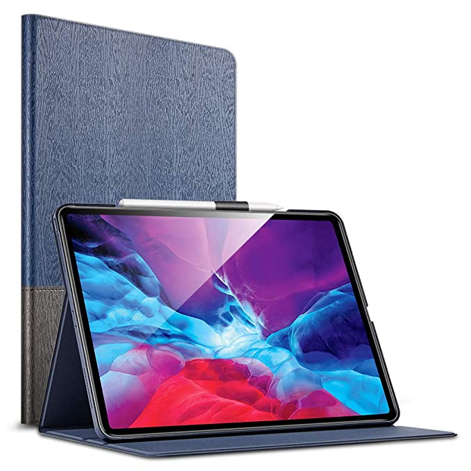 ESR Urban Folio Case for iPad Pro 12.9" 2020 & 2018 Cover [Supports Apple Pencil 2 Wireless Charging] Book Cover Design, Multi-Angle Viewing Stand, Auto Sleep/Wake for iPad 12.9", Knight