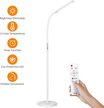 Floor Lamp Remote Control & Touch, LED Floor Lamps for Bedrooms 5 Color Temperature and Brightness Dimmer, Albrillo Reading Standing Lights for Living Room Bedroom Office