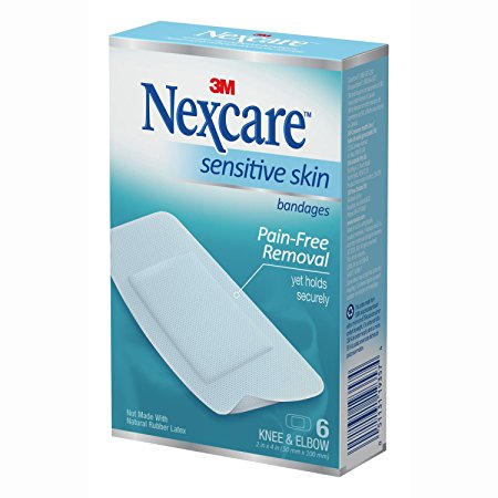 3M Nexcare Sensitive Skin Bandages for Knee and Elbow, 6 Count