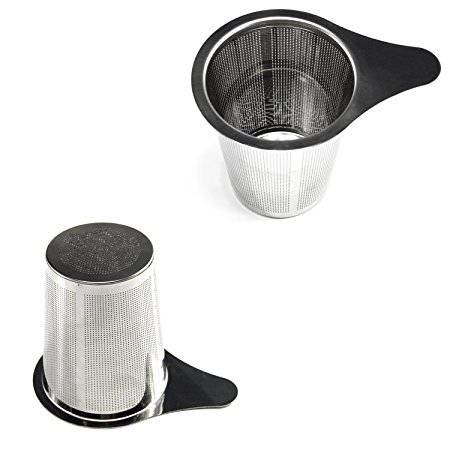 Clairty Brew-in-mug Teapot Extra Fine Mesh Tea Strainer Infuser Steeper with Lid and Handle for Loose Leaf Grain Tea Cups, Mugs, and Pots