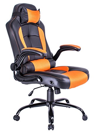 Aminiture High Back Adjustable Reclining Chair Gaming Racing Style Orange