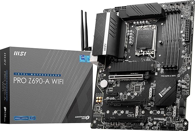 MSI PRO Z690-A WiFi ProSeries Motherboard (ATX, 12th Gen Intel Core, LGA 1700 Socket, DDR5, PCIe 5, 2.5G LAN, M.2 Slots, Wi-Fi 6E)