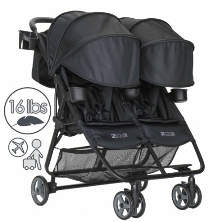 ZOE XL2 DELUXE Double Xtra Lightweight Twin Travel & Everyday Umbrella Stroller System (Black)