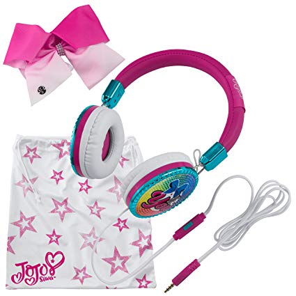 JoJo Siwa Bow Fashion Headphones with Built in Microphone & Travel Pouch