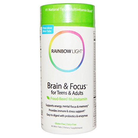 Rainbow Light, Brain & Focus for Teens & Adults, Food-Based Multivitamin, 90 Mini-Tabs - 2pc