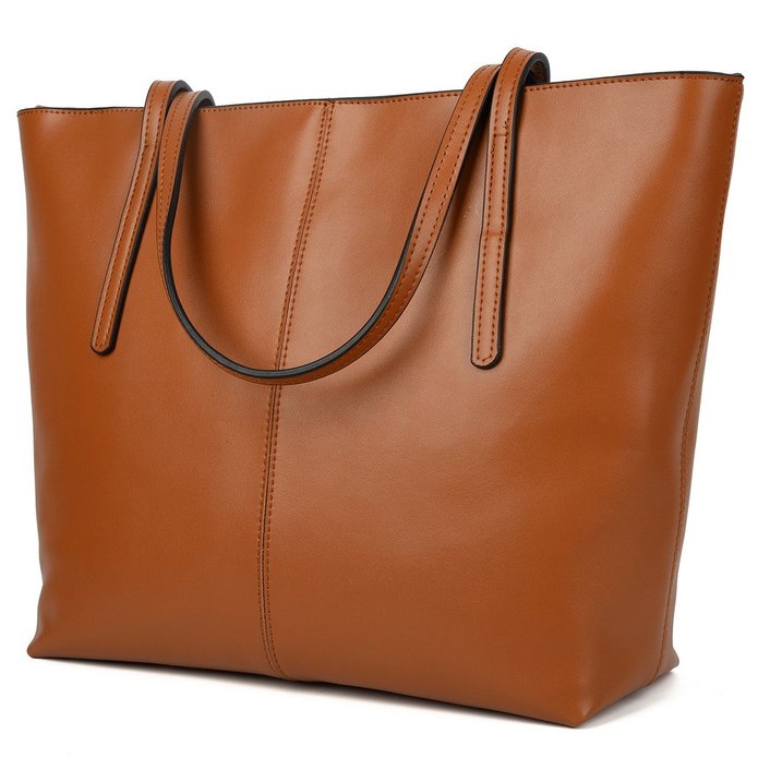 YALUXE Womens Large Capacity Leather Work Tote Zipper Closure Shoulder Bag