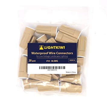 Lightkiwi Waterproof Wire Connector for Low Voltage Landscape Lighting (#14 - #8 AWG (20 Pack))