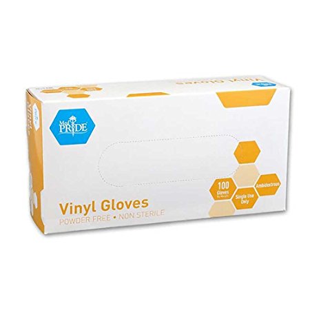 MedPride General Purpose Powder-Free Vinyl Gloves, Large, Box/100