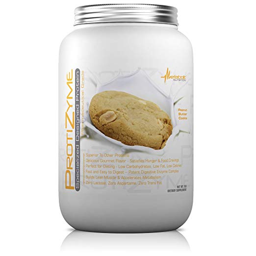Metabolic Nutrition, Protizyme, 100% Whey Protein Powder, High Protein, Low Carb, Low Fat Whey Protein, Digestive Enzymes, 24 Essential Vitamins and Minerals, Peanut Butter Cookie, 2 Pound (26 ser)