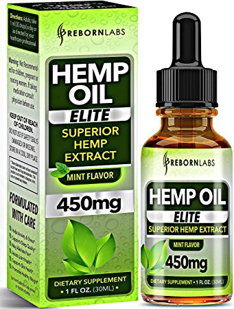 Hemp Oil Drops for Pain Relief, Anxiety, Mood, Stress & Sleep Support - Natural Formula with Organic Hemp Seeds & Omega 3-6-9 Fatty Acids - 3rd Party Tested - Made in USA - Mint Flavor - 30mL