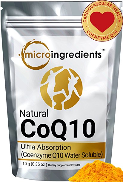 Micro Ingredients CoQ10 Solublilized Natural Coenzyme Q10 Ultra High Absorption Powder, 700 mg, 10 grams