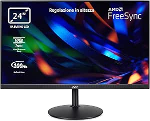 Acer CBA242YHbirf - Écran PC 24 " Full HD, 100Hz HDMI/75Hz VGA (1920x1080, 16:9, FreeSync, 1ms VRB, 250 Nits, Comfyview, BlueLightShield, Flicker-Less, 1xVGA/1xHDMI 1.4) Moniteur PC, Couleur Noir