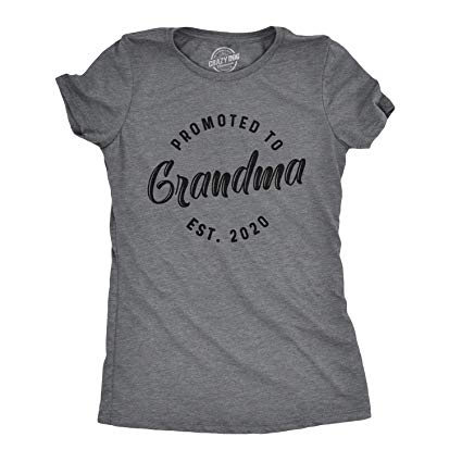 Womens Promoted to Grandma Est. 2020 Tshirt Cute Family Baby Tee