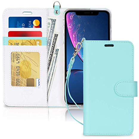 iPhone XR Case, fyy iPhone XR Wallet Case Premium Leather Protector Cover with [Card Slots] Kickstand Flip Case for Apple iPhone XR 6.1 Inch (2018) Mint Green