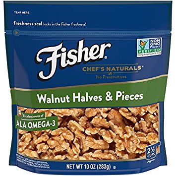 FISHER Chef's Naturals Walnut Halves & Pieces, No Preservatives, Non-GMO, 10 Ounce