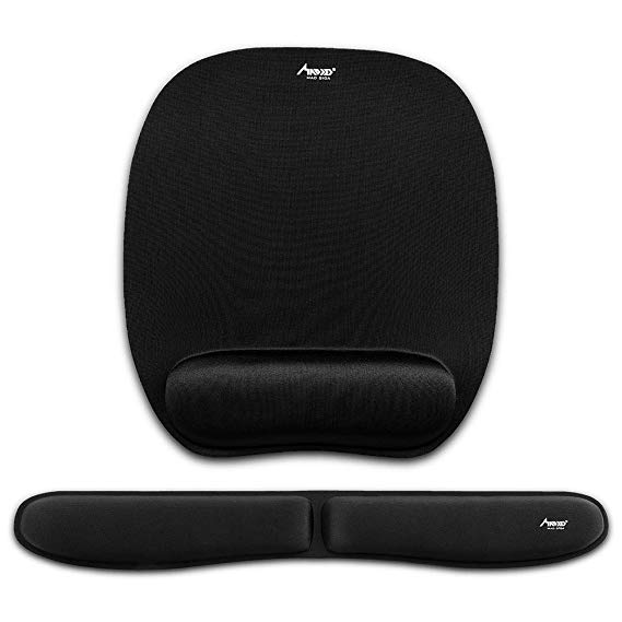 MAD GIGA (Upgraded) Mouse Pad, Ergonomic Pad, Mousepad with Wrist Support, Wrist Support for Computer, Large Memory Foam Mousepad Wrist Set, Laptop Arm Wrist Cushion for Keyboard, Black