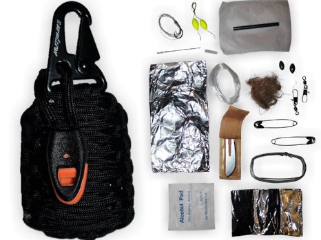 Paracord Grenade Emergency Kit HIGH QUALITY 550 Parachute Cord Has an Attached Whistle for Signaling The Carabiner Upgraded With a Military Grade Snap Hook Filled With 18 Tools Including Fishing Gear