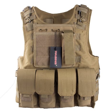 WASING 800D Tactical Vest 4 front pocket Combat Molle Assault Military Army Airsoft Tactical SWAT Vest for Police Holster WS-TV-color
