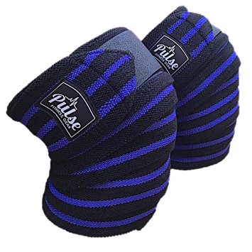 Knee Wraps by Pulse Fitness Gear for Knee Support, Powerlifting, Fitness, Knee Brace Compression, and The Best Knee Straps for Squats. Provides Excellent Compression and Elastic Support