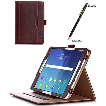 ProCase Samsung Galaxy Tab S2 80 Case - Leather Stand Folio Case Cover for 2015 Galaxy Tab S2 Tablet 80 inch SM-T710 T715 with Multiple Viewing angles auto SleepWake Document Card Pocket Brown