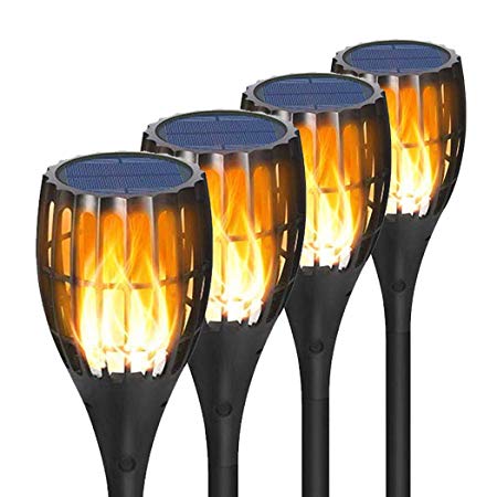 Fatpoom Solar Torches Lights Upgraded Waterproof Dance Flickering Flame Lights Solar torch Lights Outdoor Landscape Decoration Lighting Dusk to Dawn Security Lawn Light for Garden Patio Pathway 4 Pack
