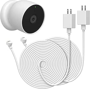 Ayotu 2Pack 16ft/5m Power Cable for Google Nest Cam (Battery), Upgrade Charging Power and Adapter Weatherproof Extension Cord (NOT Include Camera), White