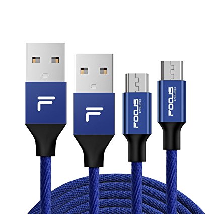 FOCUSPOWER 2PACK (3.3 6.6)FT Micro USB Cables Linen Braided Fast Charging Cable Samsung usb cable/charging cords for Android Devices, Galaxy, Sony,Motorola and More (Navy Blue)