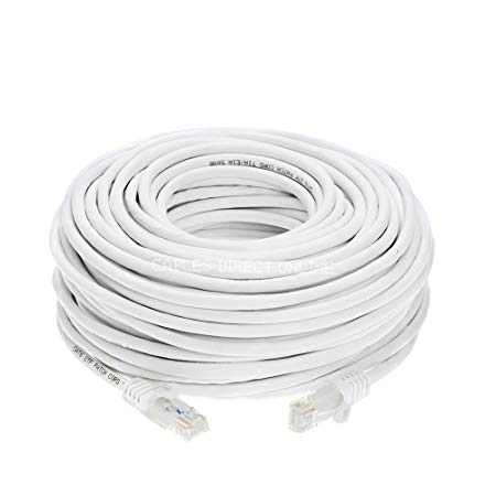 Cables Direct Online Snagless Cat5e Ethernet Network Patch Cable White 100 Feet