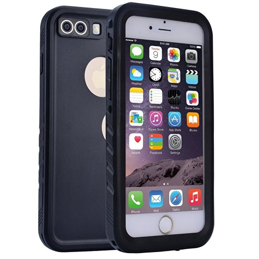 iPhone 7 Plus Waterproof Case, 6.6ft Underwater IP68 Certified Ultra Clear Slim Dustproof Snowproof Shockproof Case Full Body Protective Cover for Apple iPhone 7 Plus (5.5 inch) (Black)